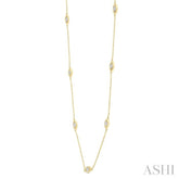 1/10 Ctw Marquise Mount Round Cut Diamond Station Necklace in 10K Yellow Gold